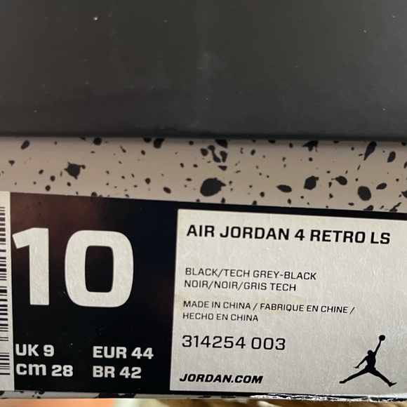 AIR JORDAN 4 Retro LS Oreo Black Grey Sz 10 - Picture 14 of 14